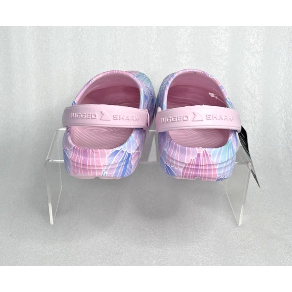 Rugged Shark Eva Shell Print Pink Clogs Slip on Sandals Girls Size 1 NEW - Picture 10 of 16